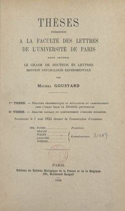 Réaction phototropique et régulation du comportement chez l'imago mâle de Blattella Germanica. Suivi de Analyse causale du comportement d'origine endogène - Thèses présentées à la Faculté des lettres de l'Université de Paris pour obtenir le grade de Do...