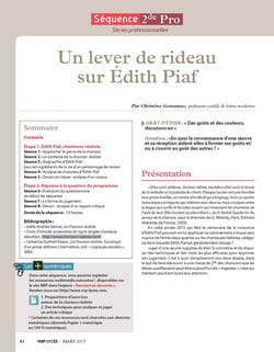 NRP Lycée - Séquence Bac Pro 2de - Un lever de rideau sur Edith Piaf