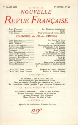 La Nouvelle Nouvelle Revue Française N' 27 (Mars 1955)