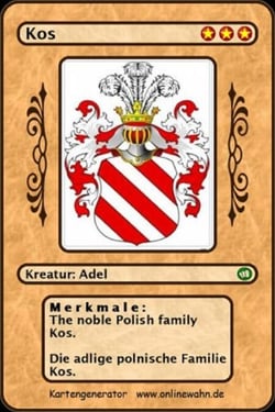 The noble Polish family Kos. Die adlige polnische Familie Kos.