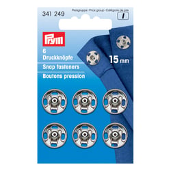 6 boutons pression à coudre - 15mm