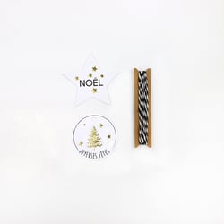 Lot de 6 étiquettes rondes et étoiles - Noël