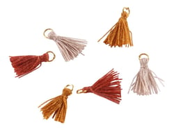 6 pompons en fils de coton de 1cm  - curry, brique et écru - Créalia