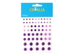 80 stickers ronds enamel - Violet - Créalia