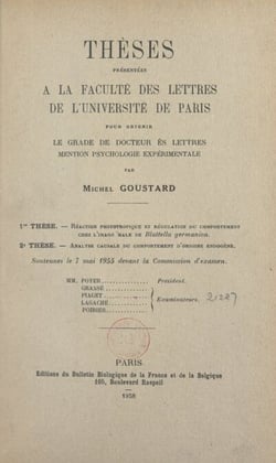Réaction phototropique et régulation du comportement chez l'imago mâle de Blattella Germanica. Suivi de Analyse causale du comportement d'origine endogène - Thèses présentées à la Faculté des lettres de l'Université de Paris pour obtenir le grade de Do...