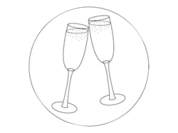 Pastille gravée 24 mm - Coupes de champagne