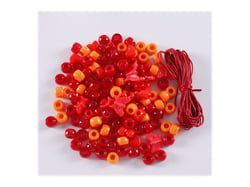 Sachet de perles rouges en plastique avec cordon - Créalia
