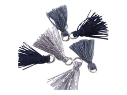 6 pompons en fils de coton de 1cm  - gris clair et bleu - Créalia
