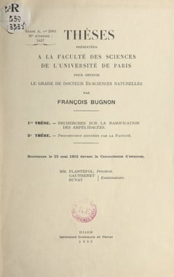 Recherches sur la ramification des ampélidacées - Suivi de propositions données par la Faculté : utilisation des corps marqués en biologie végétale