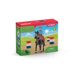 Cowgirl et tonneaux de racing - Schleich