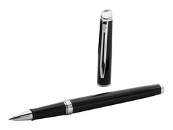 Stylo roller - Bleu - Hémisphère Laqué noir, finitions palladium - Pointe fine - Waterman