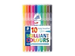 Lot de 10 stylos-feutres - Triplus Broadliner 338 - Pointe moyenne - Staedtler