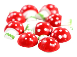 10 champignons en bois peint 2 cm - rouge et blanc - Créalia