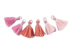 6 pompons en fils de coton de 2cm de couleurs rose - Créalia