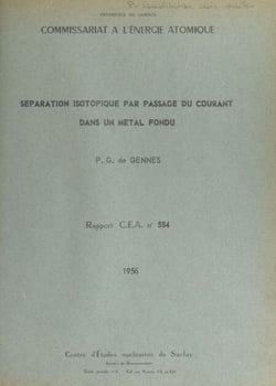 Séparation isotopique par passage du courant dans un métal fondu