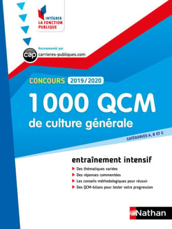 1000 QCM de culture générale - Catégorie A, B et C - Intégrer la fonction publique - 2019/2020 - Format : ePub 3