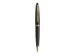 Stylo bille - Bleu - Carène Laqué noir, finitions or - Pointe fine - Waterman