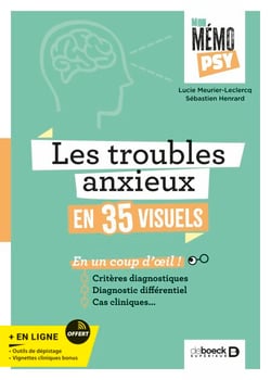 Mon mémo-psy - Les troubles anxieux en 35 visuels - Critères diagnostiques, diagnostic différentiel, cas clinique en un coup d'œil...