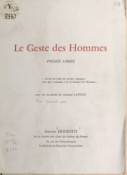 Le geste des hommes - Poèmes libres