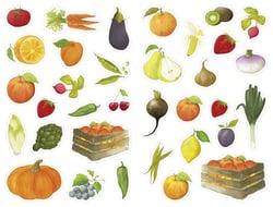34 gommettes Fruits et Légumes - Mimi Stick