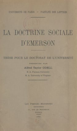 La doctrine sociale d'Emerson - Thèse pour le Doctorat de l'Université