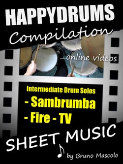 Happydrums Compilation "Sambrumba, Fire &amp; TV" - Drum Set Examples with Sheet Music &amp; Online Videos + Bonus