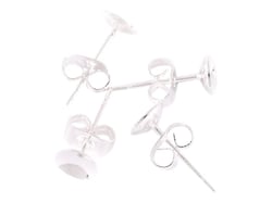 Boucles d'oreilles clous coupelles 6 mm -  Créalia - Argenté