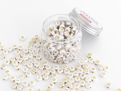 Pot de perles symboles et chiffres - blanc