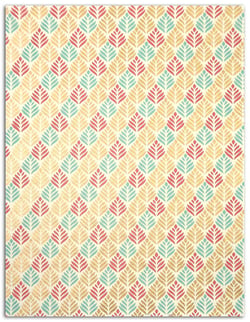 Lot de 6 feuilles - L'or de Bombay - 27,8 x 21,2 cm - rose, vert, beige et or