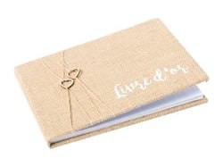 Livre d'or en jute avec cœurs 
