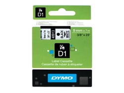 Ruban Label Cassette - pvc - noir et blanc - 9 mm x 7 m