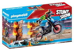 Stuntshow Pilote moto et mur de feu