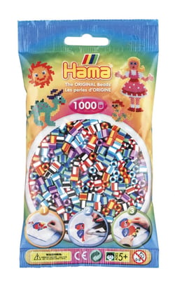 Sachet de  perles Hama - 5 mm - bicolores bleu - 1000 perles