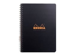 Répertoire à spirales - Format A5 14.8 x 21 cm - Rhodia - 160 pages lignées - Noir