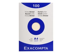 Etui de 100 fiches bristol Exacompta  - 21 x 29,7 cm - unie - non perforée