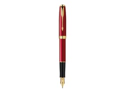 Stylo plume - Noir - Sonnet Laqué rouge intense, finitions or - Plume moyenne - Parker