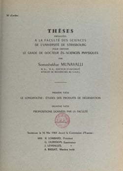 Le Longifolène : études des produits de dégradation - Suivi de Propositions données par la Faculté : les constituants des Aristolochiacées