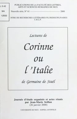 Lectures de Corinne ou l'Italie de Germaine de Staël - Journée d'étude