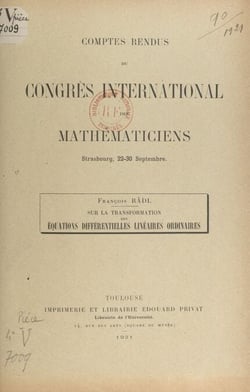Sur la transformation des équations différentielles linéaires ordinaires - Comptes rendus du Congrès international des mathématiciens, Strasbourg, 22-30 septembre 1921