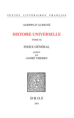 Histoire universelle - Tome XI, Index général