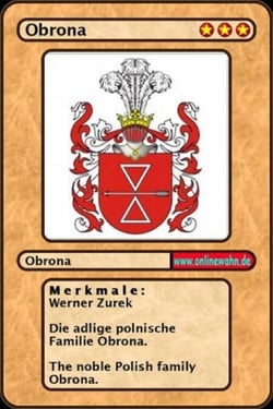 The noble Polish family Obrona. Die adlige polnische Familie Obrona.