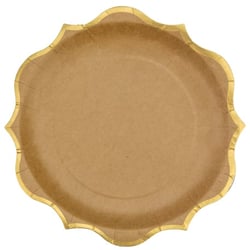8 assiettes kraft et dorure or - 23 cm