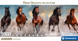 Puzzle Compact Panorama 1000 pièces  - Chevaux - Clementoni