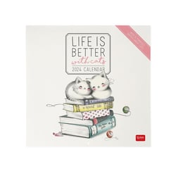 Calendrier mural 2024 Legami - 12 mois - Sketchy Cats - 30 x 29 cm
