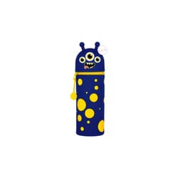 Trousse 2 en 1 ronde 1 compartiment Legami - bleu - Monstre