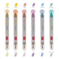Lot de 6 surligneurs double pointe biseautée - Legami  - Couleurs assorties - Meow / Chat