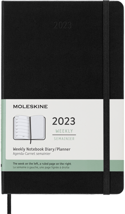Agenda civil semainier 2023 - Couverture rigide - 13 x 21 cm - Moleskine - Noir