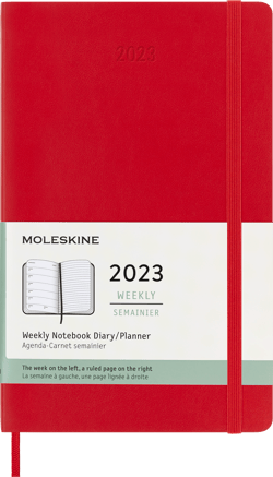 Agenda civil semainier 2023 - Couverture souple - 13 x 21 cm - Moleskine - Rouge