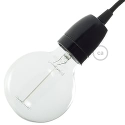 Kit douille E27 en porcelaine - Noir