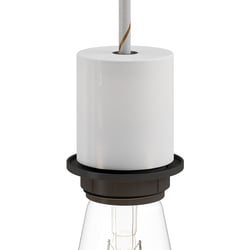 Kit douille E27 semi-filetée en métal avec serre-câble dissimulé - Blanc mat